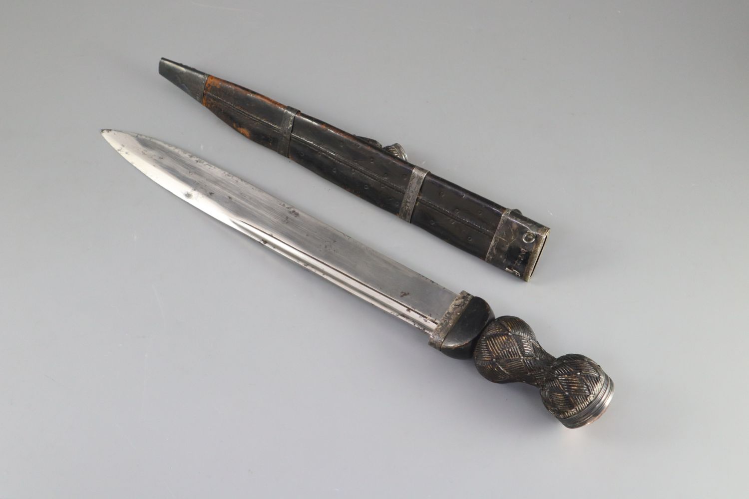 A William IV Scottish silver mounted black leather dirk, hallmarks for David Crichton Rait, Glasgow, - Image 4 of 7