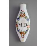 A George III enamelled white glass scent bottle, late 18th century, initialled 'M*D' within a flower