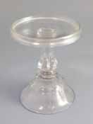 An unusual George II miniature glass tazza, second quarter 18th century, the dish top above a