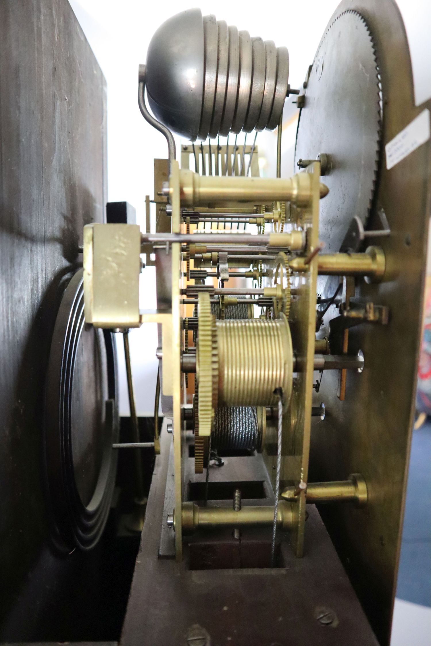 An Edwardian George III style marquetry inlaid chiming eight day longcase clock, the 10 inch - Image 4 of 4