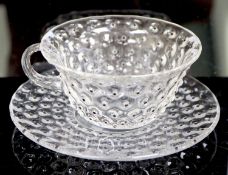 René Lalique. A pre-war Cactus pattern cup and saucer, no.3906/3907, designed in 1933, etched mark R