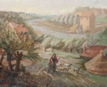 Reginald St Clair Marston (1886-1943)oil on canvasShepherdess in a landscapesigned and dated