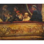 Russian School c.1920two oils on cardTheatre scene with smoker's watching from a box, and a