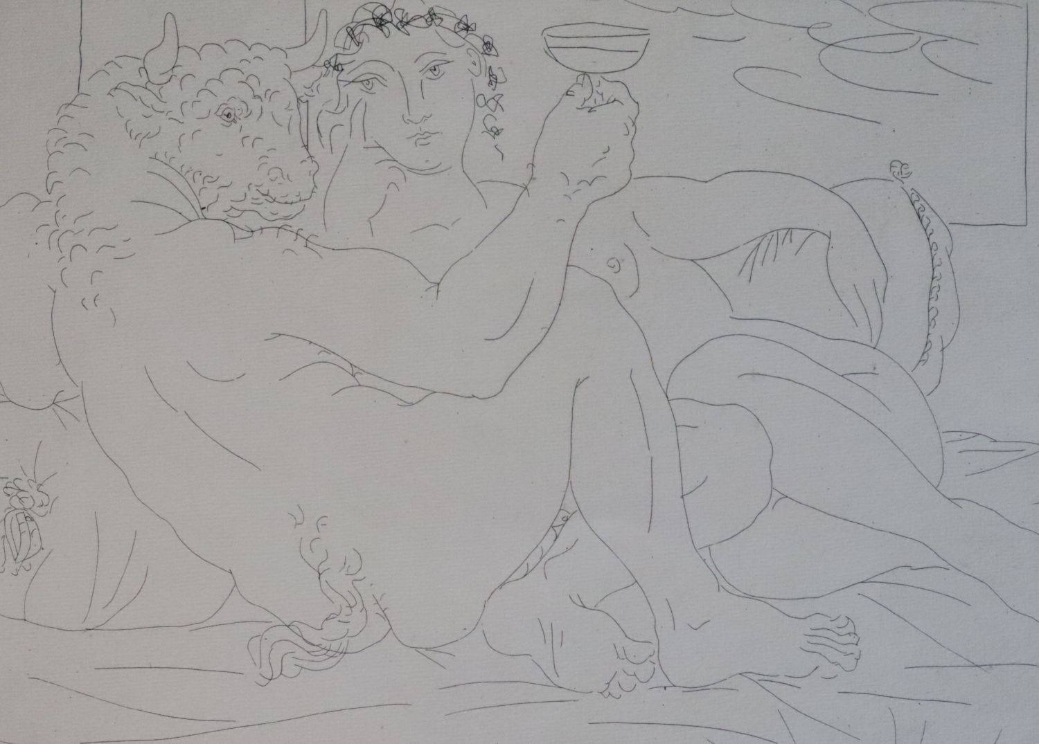 § Pablo Picasso (Spanish 1881-1973)etching, 1933,Minotaure, une coupe a la main, et jeune femme,