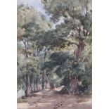 Thomas Churchyard (1798-1865)watercolour'Country Lane'inscribed Appleby Brothers label verso, Spring