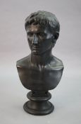 D. Brucciani & Co of London. An ebonised plaster bust of Augustus, with integral socle, height