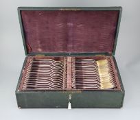 A 19th century Austrian 13 loth (.812 standard silver) service of fiddle and thread pattern