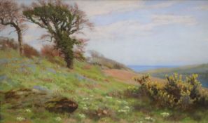 Arthur Hughes (1832-1915)oil on panel'A Flowery Corner'signed9 x 14.75in.CONDITION: Good clean