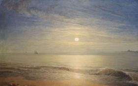 Charles Lees (1800-1880)oil on canvasTranquil coastal landscape under moonlightsigned and dated