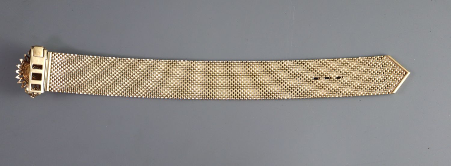 A mid to late 20th century 9ct gold brick link bracelet, with stylised clasp, overall length 23.3cm, - Image 3 of 4