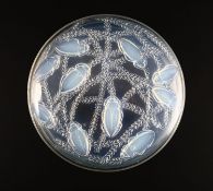 René Lalique. A pre-war opalescent glass Cleones pattern box and cover, no.49, designed in 1921,