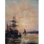 William Thornley (1857-1935)oil on canvasEstuary at sunsetsigned9.5 x 7.5in.CONDITION: Oil on