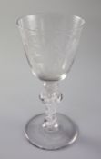 HEADING The Andrew Rudebeck collection of glass. Lots 104 - 154A cotton stem goblet, English or