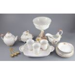 A group of modern Meissen copies of the Swan service, post-war, comprising a Triton stemmed bowl,