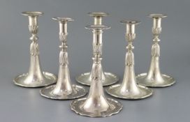 A set of four late 18th century Swiss silver candlesticks (Beromunster) and two similar later silver