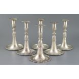 A set of four late 18th century Swiss silver candlesticks (Beromunster) and two similar later silver