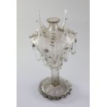 A Spanish glass rosewater sprinkler, almorratxa, 18th century, the central neck surrounded by four