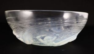 René Lalique. A pre-war opalescent glass Ondines pattern bowl, no.380, designed in 1921, moulded