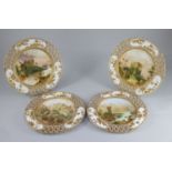 A set of seventeen Coalport topographical dessert plates, c.1880, eleven painted with British and