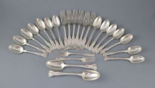 Thirty six items of 19th century Scottish King's pattern flatware, including twelve dessert