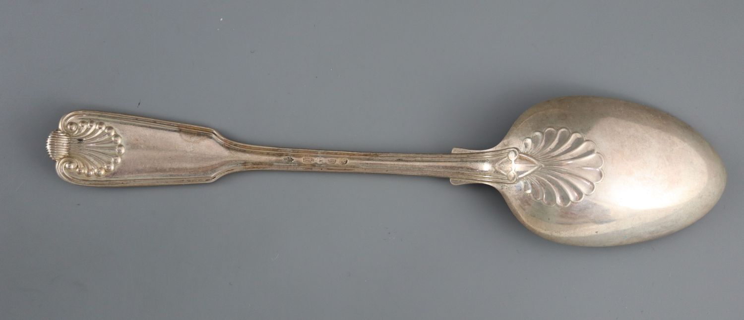 A set of eighteen Victorian silver double struck fiddle. thread and shell pattern dessert spoons, - Image 3 of 4
