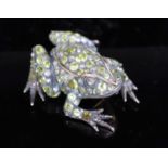 A Victorian gold and silver, peridot, diamond and moonstone encrusted brooch, modelled as a frog,