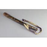 A fine Japanese 'sea creatures' tanto, Meiji period, the saya lacquered to simulate wood grain and