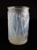 René Lalique. A pre-war opalescent and blue tinted glass Laurier pattern vase, no.947, designed in