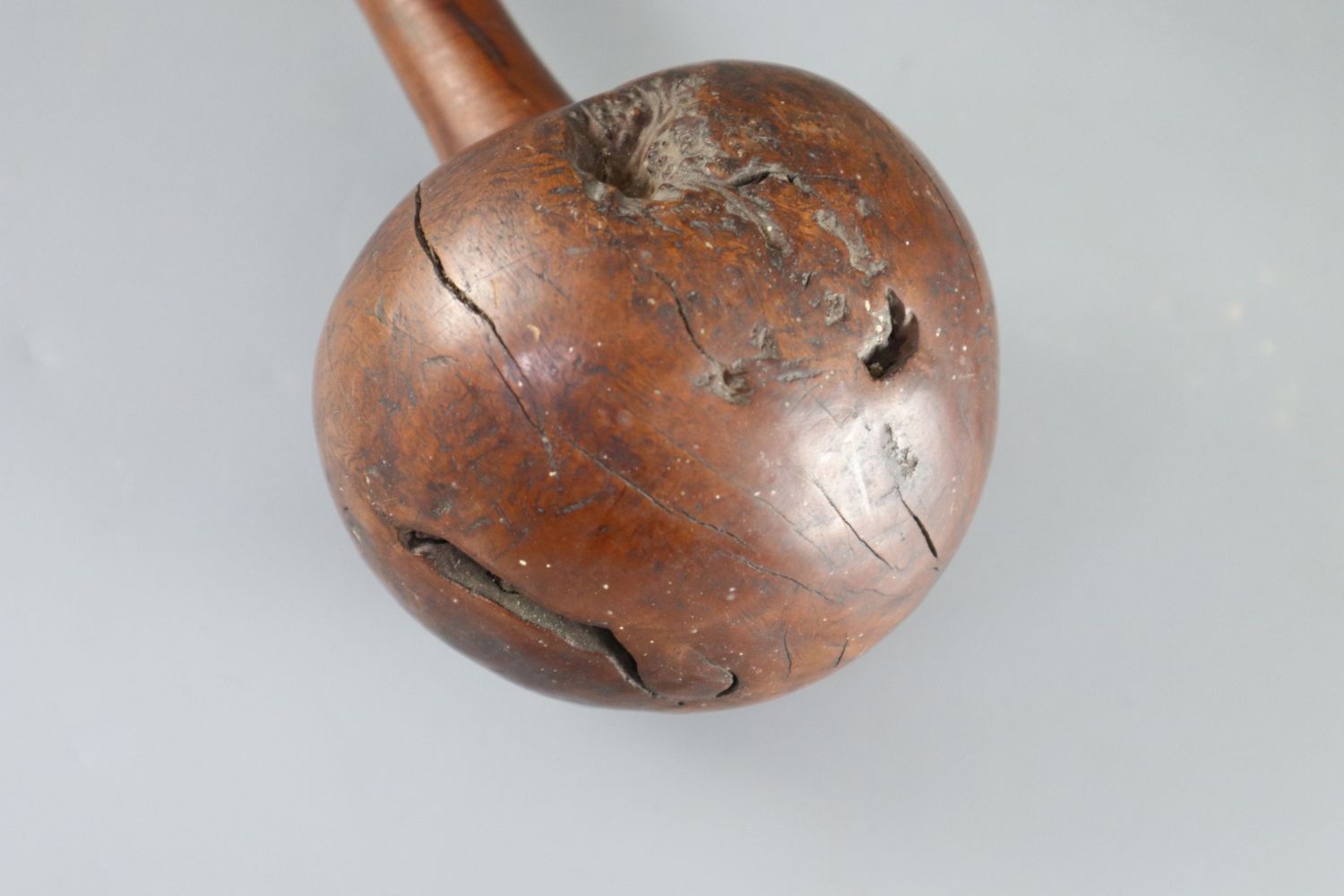 A 19th century Fijian Ula throwing club, with geometric carved handle, length 15.75in. diameter 4. - Image 4 of 5