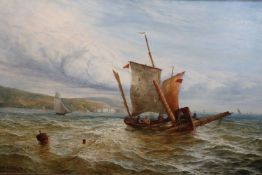 J* D* Williams (19th century)oil on canvasOff Little Yarmouthsigned and dated 187923 x 34.75in.