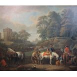 Attributed to Pieter van Bloemen (1657-1720)oil on canvasAn encampment in an Italianate