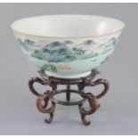 A Chinese enamelled 'landscape' porcelain bowl, Jiaqing mark and of the period (1796-1820), finely