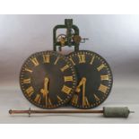 John Moore & Sons of Clerkenwell. A Victorian iron framed turret clock, made to operate two dials
