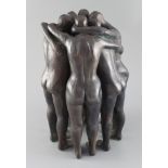 Tony Lamb (20th C.). A bronze group of six figures huddled together, height 13.5in.CONDITION: Dark