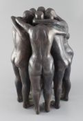 Tony Lamb (20th C.). A bronze group of six figures huddled together, height 13.5in.CONDITION: Dark