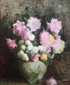 Alfred Frederick William Hayward (1856-1939)oil on canvasStill life of roses in a white vasesigned