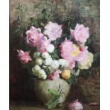 Alfred Frederick William Hayward (1856-1939)oil on canvasStill life of roses in a white vasesigned