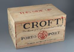 A case of Croft 1975 vintage Port, bottled 1977, original opened wooden crate (12 bottles)CONDITION: