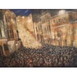 § Peter Messer (1954-)egg tempera on panelLewes Bonfire Nightsigned23.5 x 32in.CONDITION: Oil on