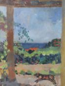 § Peter Spens (20th C.)oil on boardThe Terrace at La Ramade initialled, signed verso and dated