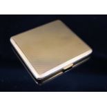 A George V engine turned 9ct gold cigarette case, with interior inscription, 83mm, gross 106.6