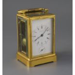 Drocourt & Co. A 19th century French half repeating carriage alarm clock, retailed by Leroy &