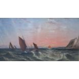 Arthur Joseph Meadows (1843-1907)oil on canvasFishing boats at sea at sunsetsigned and dated