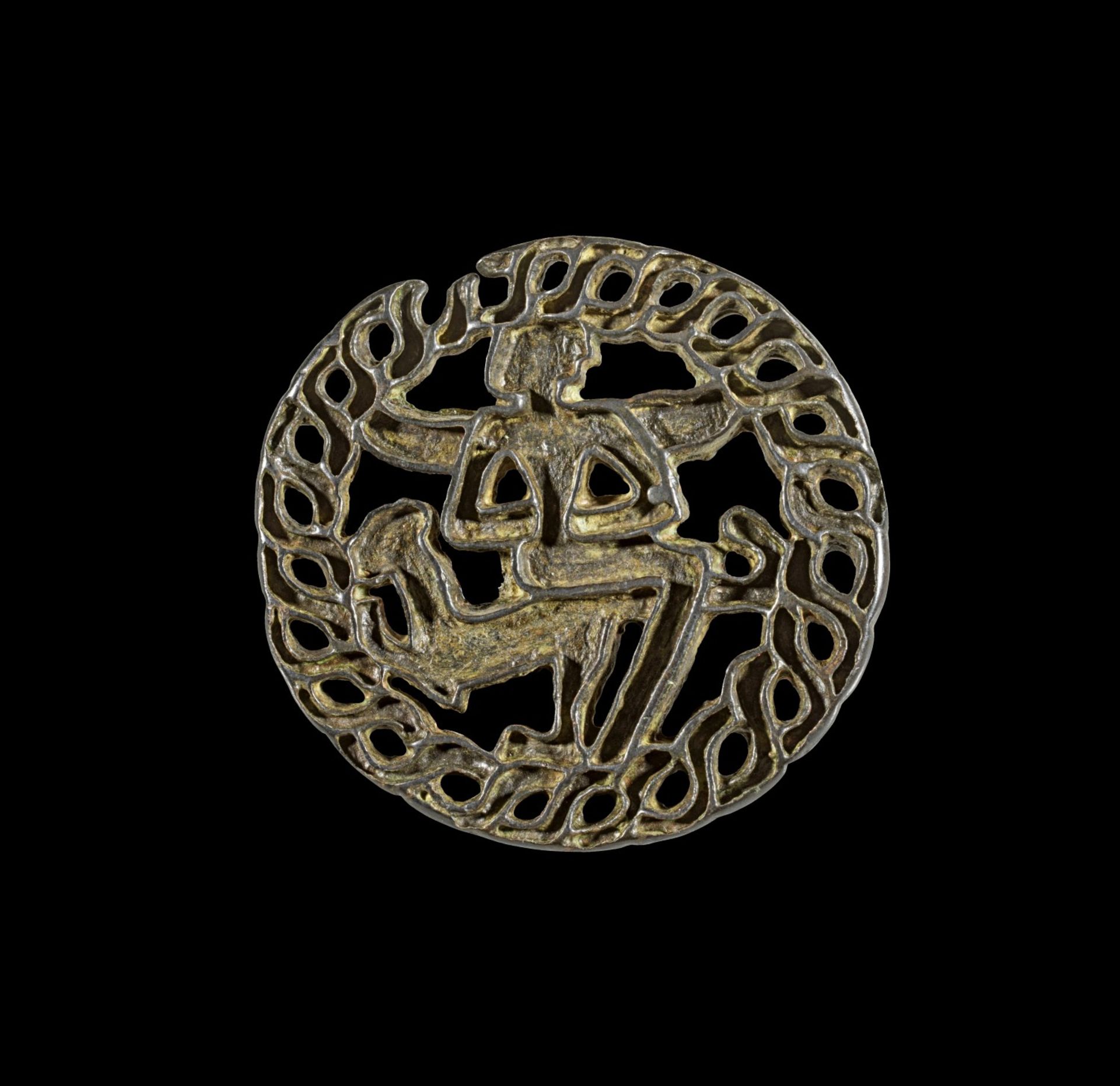 Bronzenes Kompartimentsiegel mit geflügelter Gottheit.