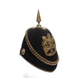 A BRITISH ROYAL ARTILLERY 1878 PATTERN HOME SERVICE BLUE CLOTH HELMET late 19th century, with a gilt