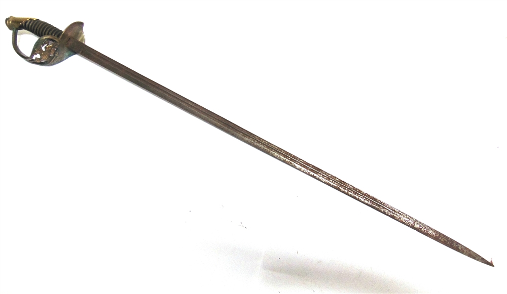 AN IMPERIAL GERMAN M1889 PRUSSIAN INFANTRY OFFICER'S SWORD with a 33 inch (84cm) plain twin fullered - Image 3 of 3