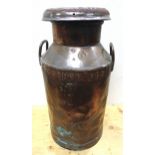 A DRIED MILK PRODUCTS LTD, CARMARTHEN MILK CHURN with a copper finish, the lid impressed '