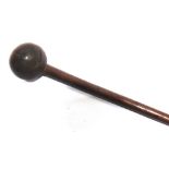 A 19TH CENTURY HARDWOOD KNOBKERRIE probably Zulu or Masai, 67.5cm long.