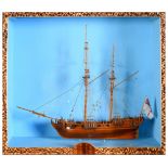 NAUTICALIA - A KIT-BUILT WOOD MODEL OF H.M.S. RACEHORSE 54.5cm long (inclusive of bow sprit), in a