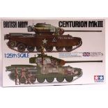 A 1/25 SCALE TAMIYA UNMADE PLASTIC BRITISH ARMY CENTURION MK III TANK KIT (Item 30614*5500),